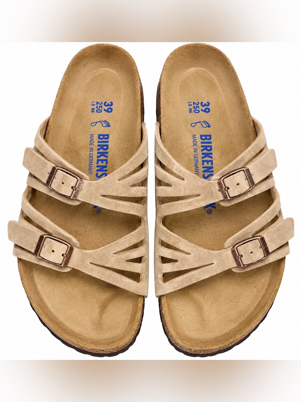 Birkenstock Women's Tan Suede Strappy Slide Sandals